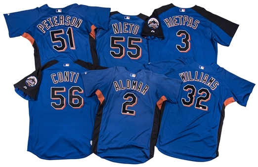 Lot of (6) 2006-2007 New York Mets Game Used Batting Practice Jerseys-1 Signed (MLB Authenticated, Steiner & JSA)